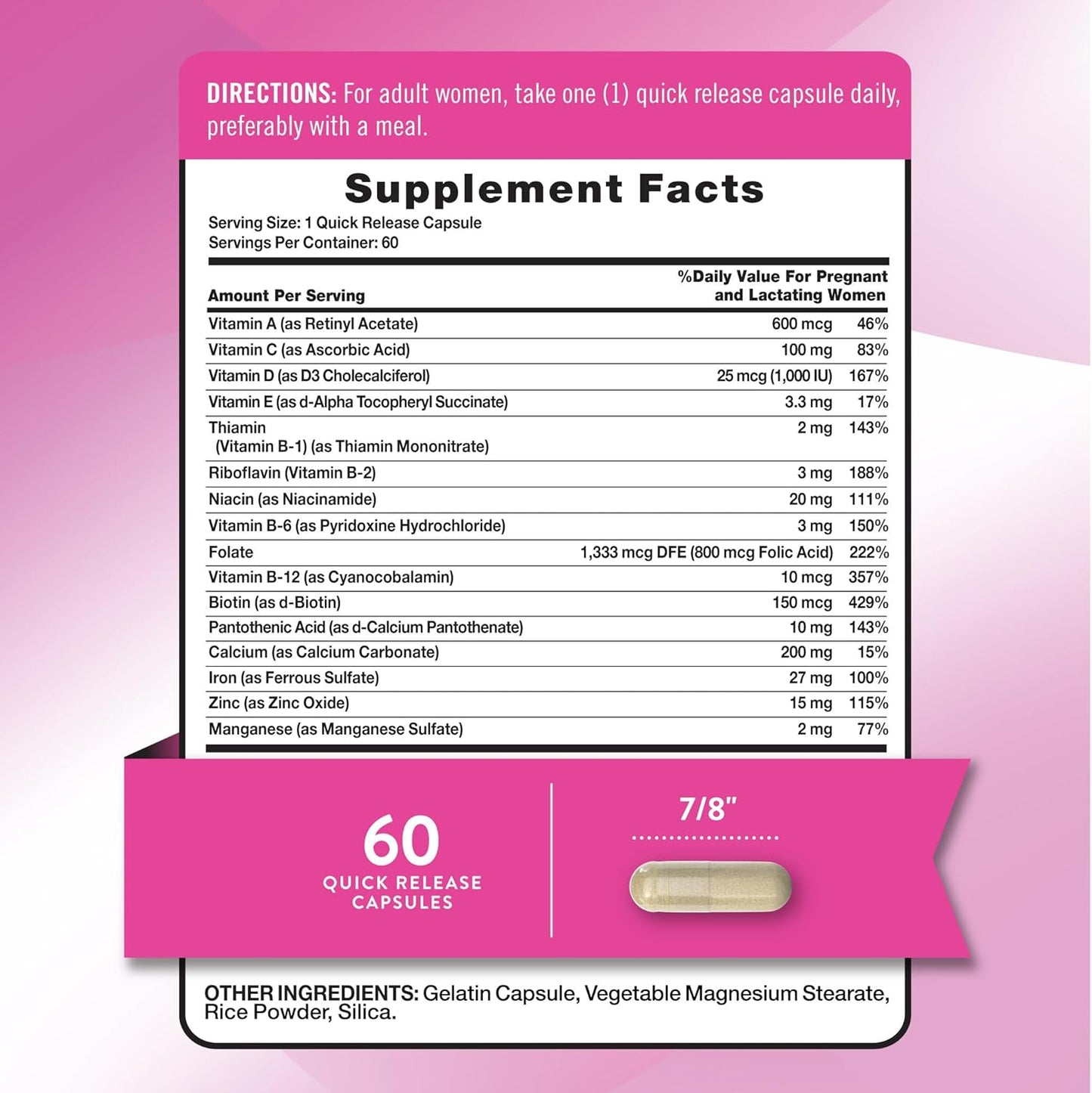 Nature's Truth Prenatal Vitamins with Folic Acid – 60 Capsules - görsel 2