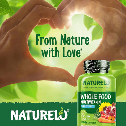 NATURELO Teen Multivitamin - Whole Food Multivitamin for Teenage Boys - 60 Capsules