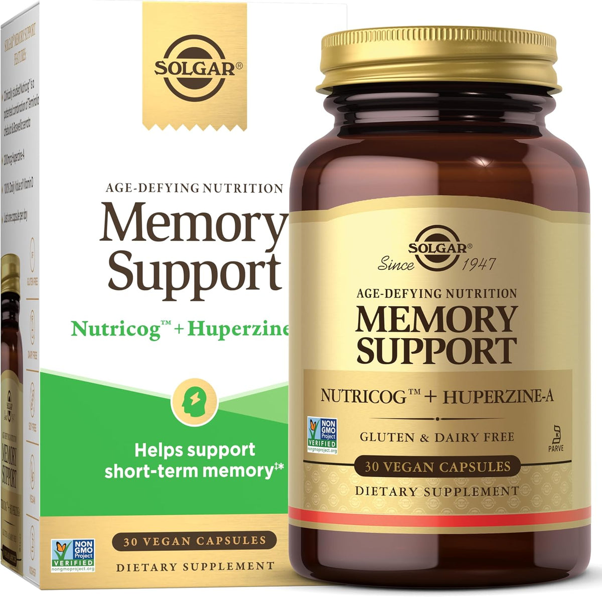 Solgar Memory Support Brain Supplement with Nutricog, Vitamin D & Huperzine-A – 30 Servings - görsel 1