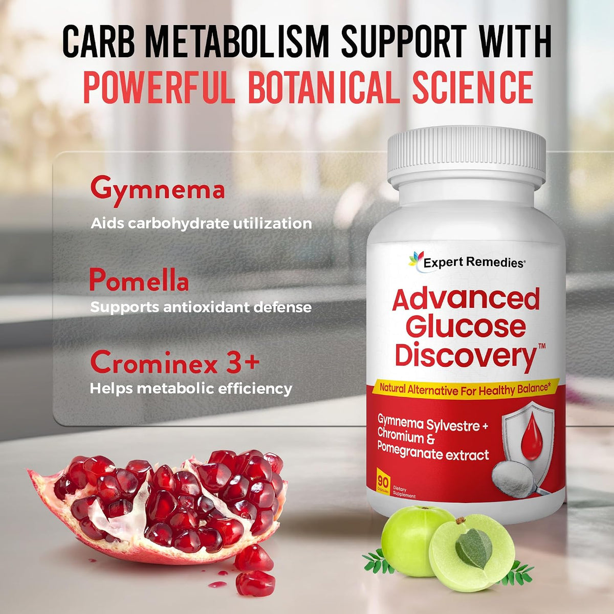 Advanced Glucose Discovery for Sugar Watchers – Gymnema Sylvestre, Pomegranate & Chromium Food Supplement – 90 Vegan Capsules - görsel 4