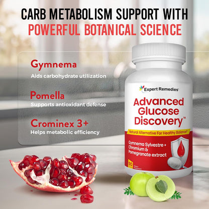 Advanced Glucose Discovery for Sugar Watchers – Gymnema Sylvestre, Pomegranate & Chromium Food Supplement – 90 Vegan Capsules