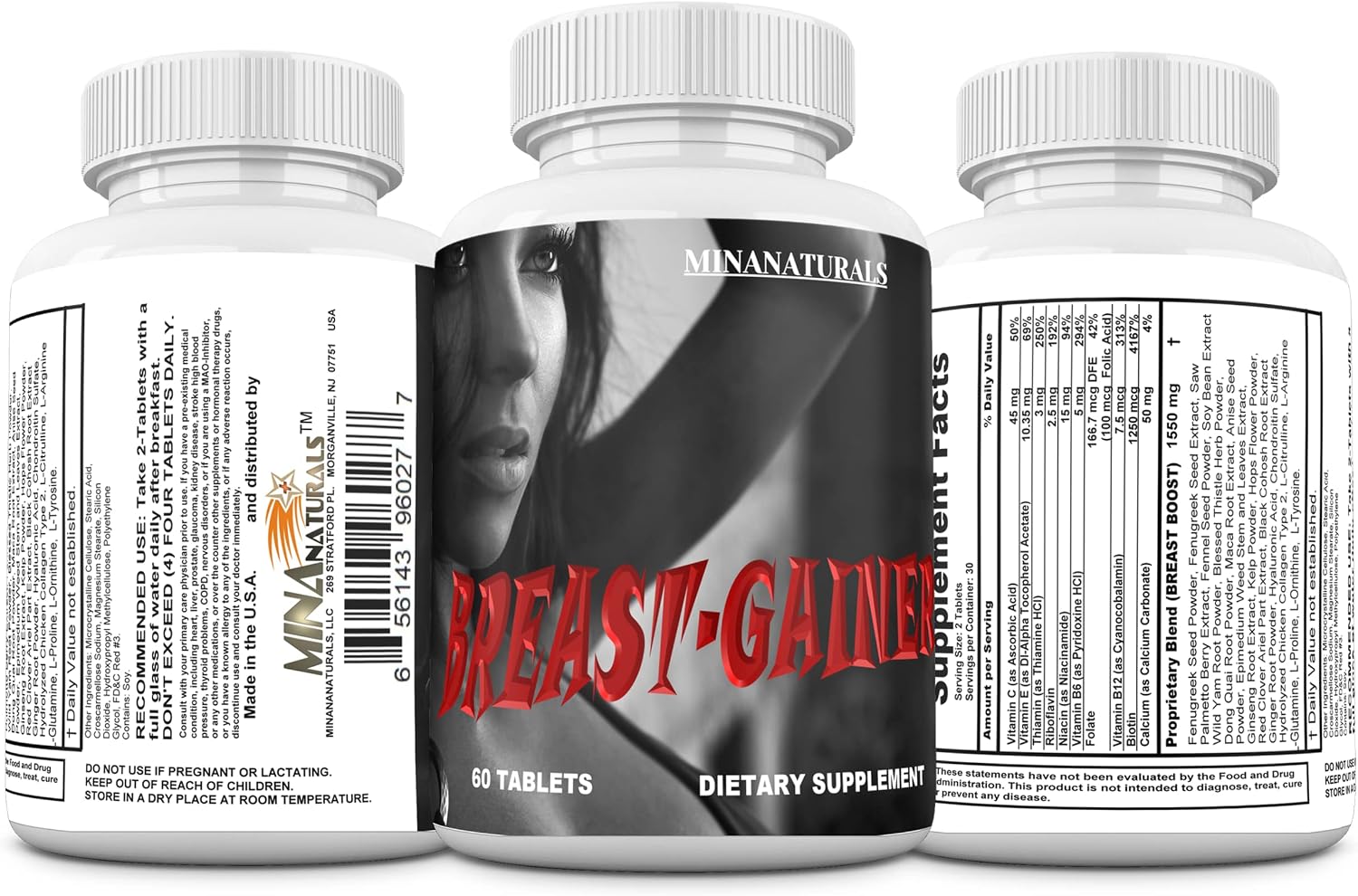 MINANATURALS Breast Gainer – Natural Herbal Breast Enhancement Supplement, 60 Tablets - görsel 4