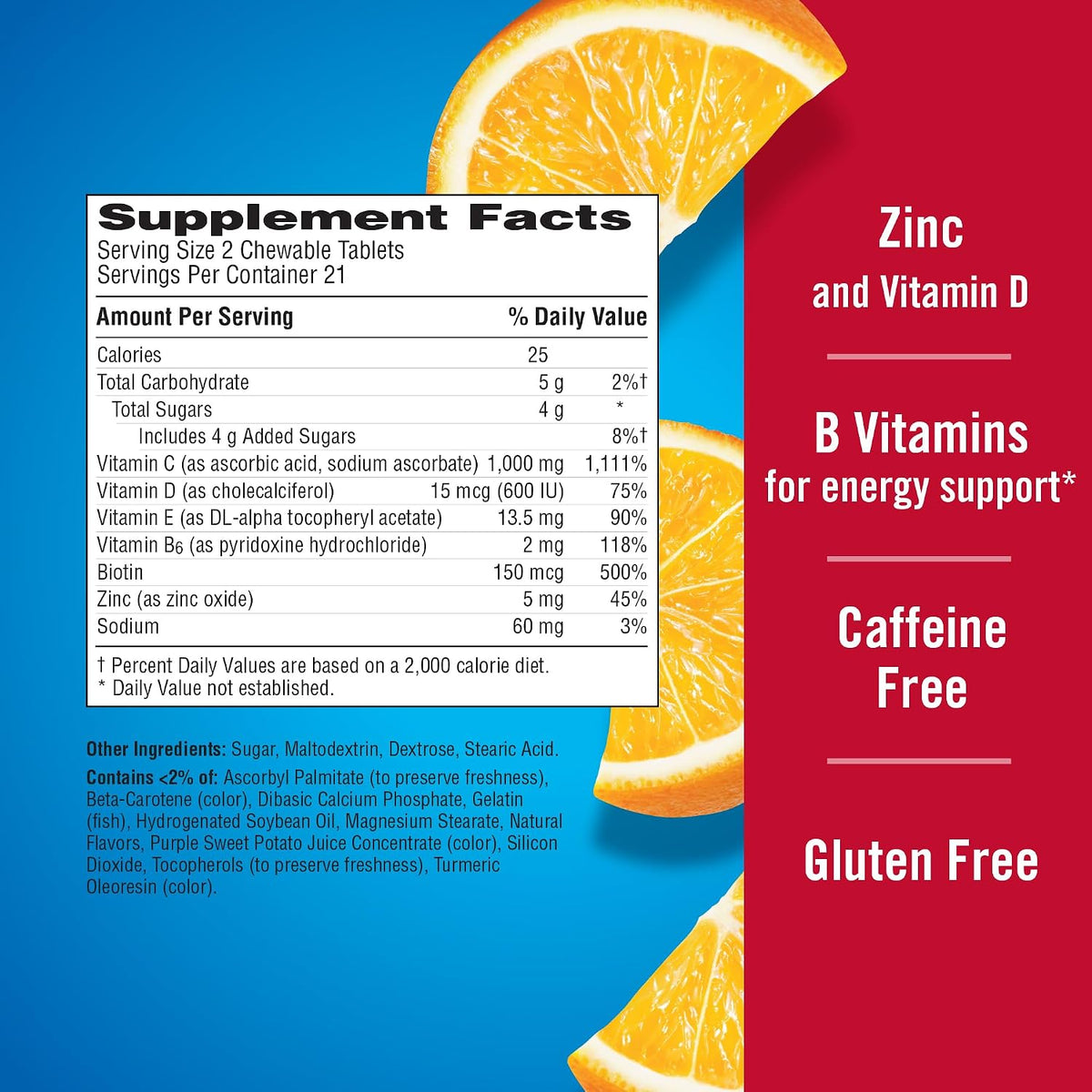 Emergen-C Immune+ Chewables 1000mg Vitamin C with Vitamin D - Orange Blast - 42 Count - görsel 6
