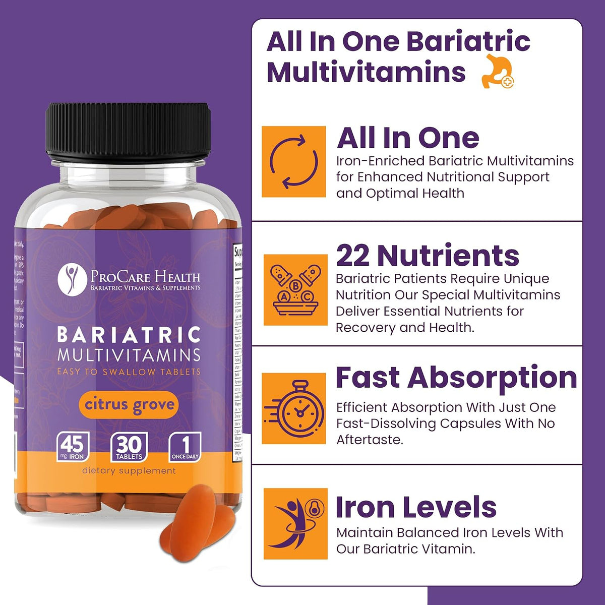 ProCare Health Bariatric Multivitamin with Iron 45mg - 30 Tablets - görsel 6