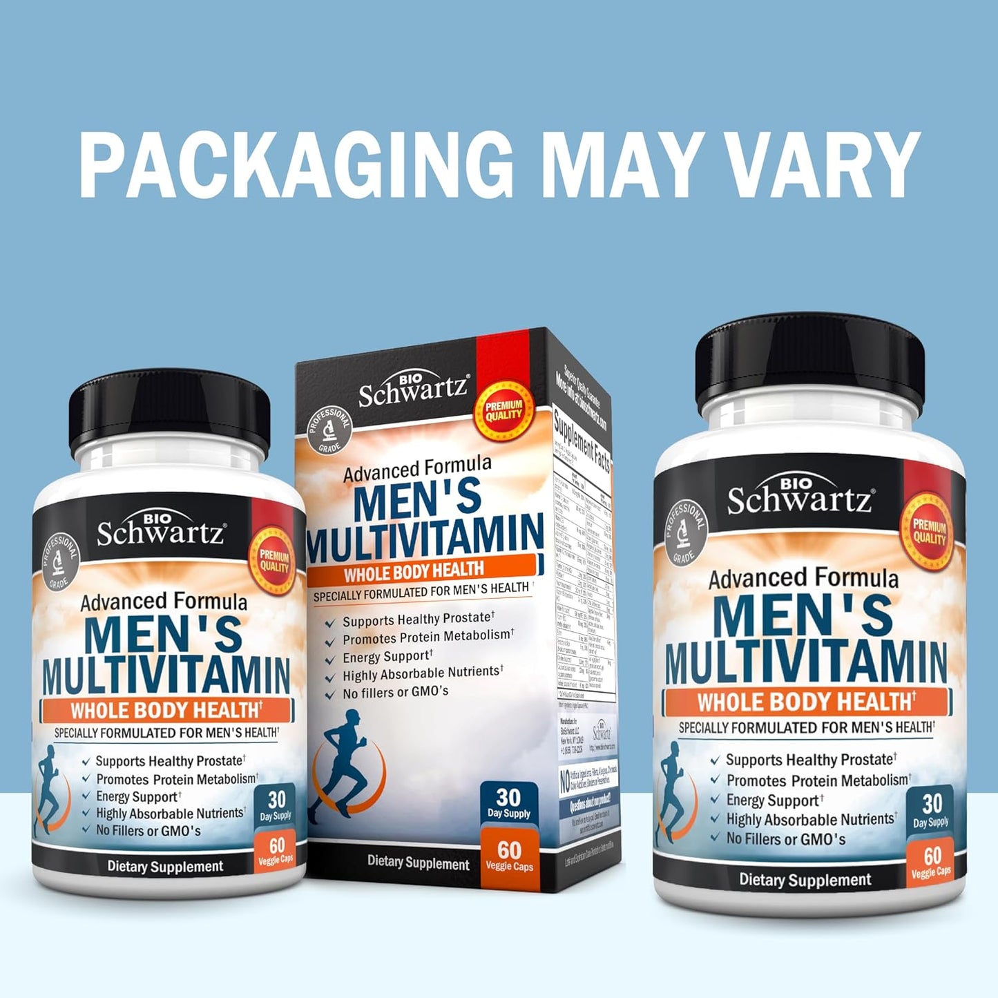 BioSchwartz Men's Multivitamin – Once Daily with Vitamin C, A, B, D3, E, Zinc – 60 Capsules - görsel 2