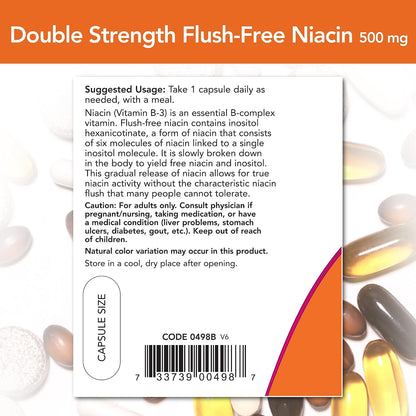 NOW Foods Flush Free Niacin Double Strength 640mg, 90 Vegan Capsules (Pack of 2)