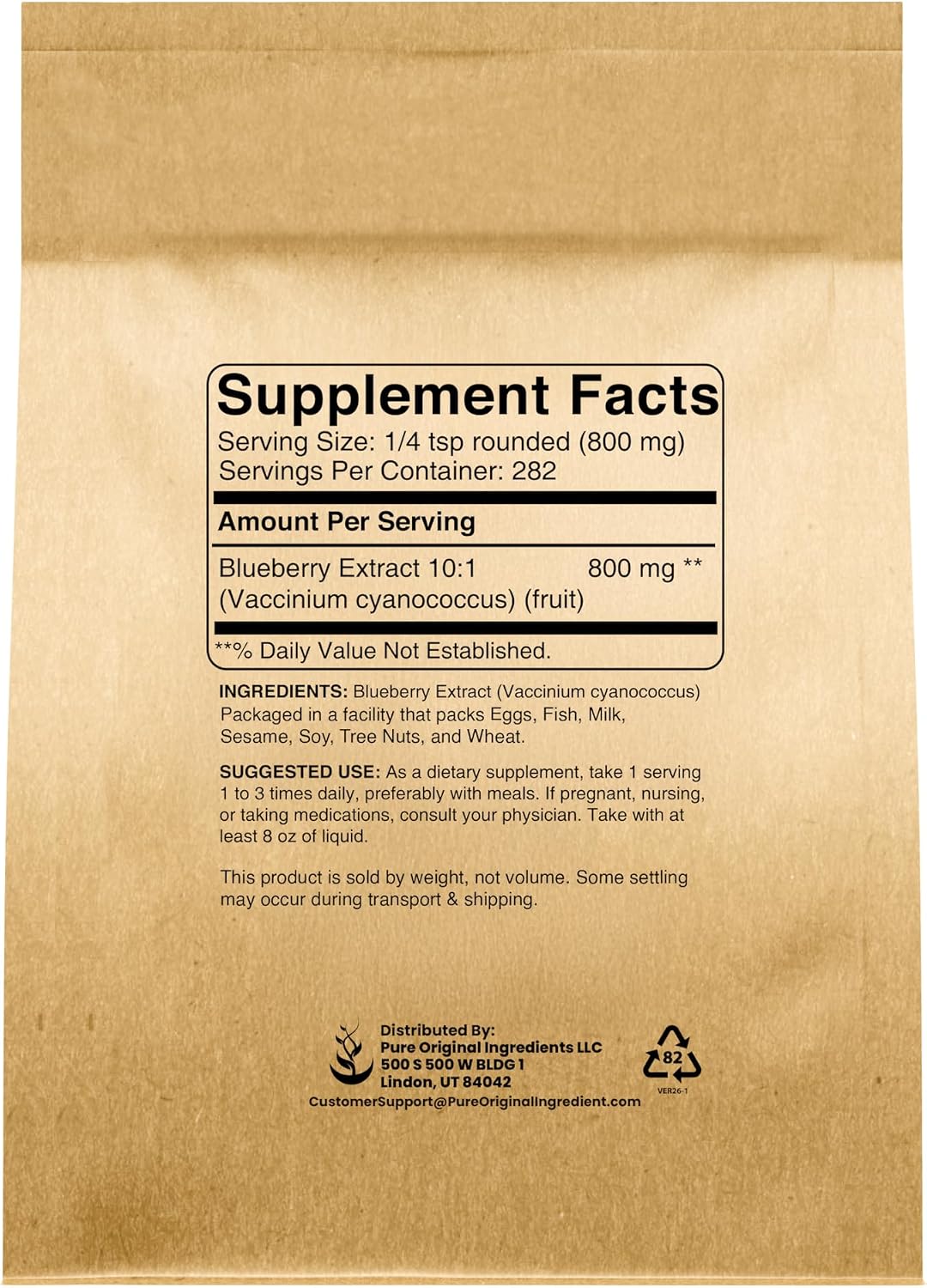 PURE ORIGINAL INGREDIENTS Blueberry Extract (227g) - Non-GMO, Gluten-Free, No Fillers or Additives - görsel 2
