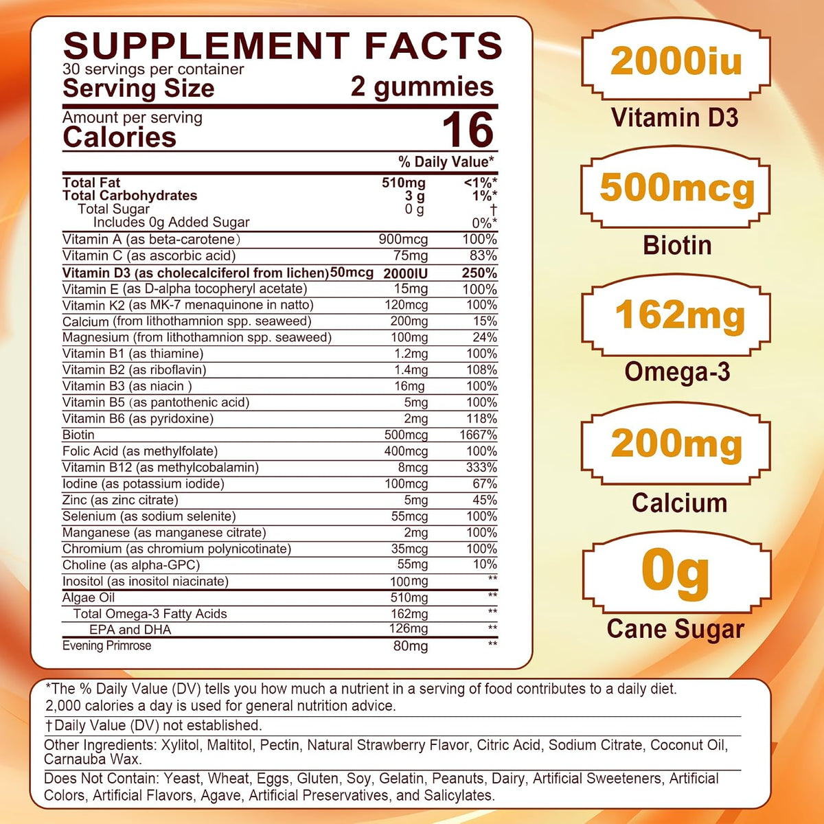 LILICARE Women's Multivitamin Gummy - Sugar-Free, Methylated B Complex, Omega-3 DHA/EPA, Vitamin D3+K2, 120 Count - görsel 2