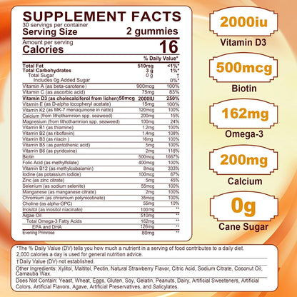 LILICARE Women's Multivitamin Gummy - Sugar Free with Omega 3, D3 K2, Methylfolate - 60 Count