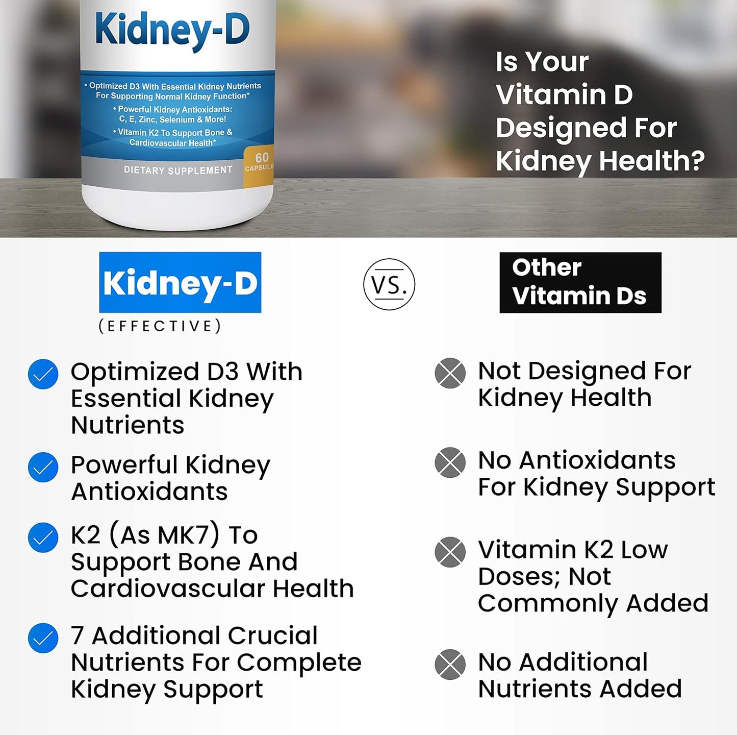 Kidney Restore & Kidney-D 2-Pack Capsules for Nutritional Kidney Support - görsel 2