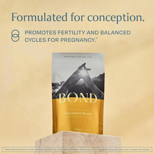 BOND Conception Boost – Fertility Supplement for Women Trying to Conceive – Prenatal Vitamins & Fertility Support with Methyl Folate, CoQ10 & Probiotics to Support Conception & Egg Quality