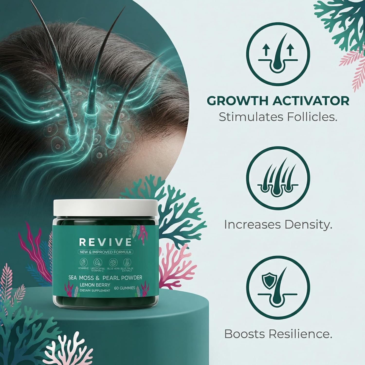 Balmbare Revive Sea Moss Gummies – For Hair, Skin & Nail Health (60 Count) - görsel 3