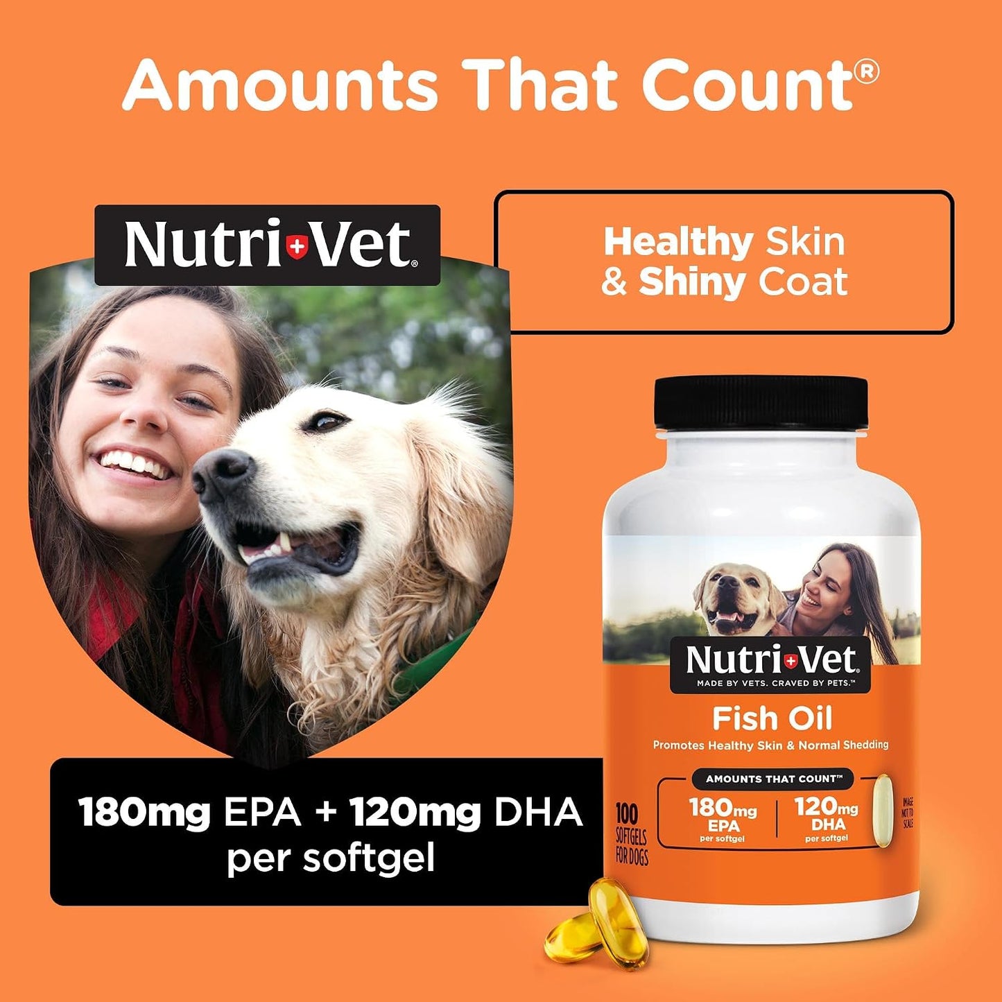 Nutri-Vet Fish Oil Supplement for Dogs – Omega-3 EPA DHA, 100 Softgels - görsel 2