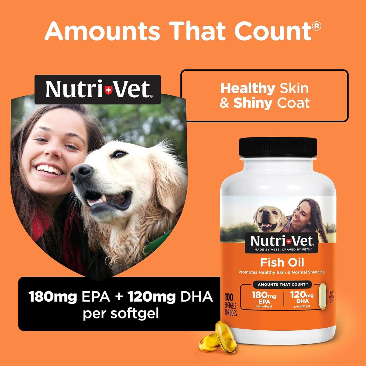 Nutri-Vet Fish Oil Supplement for Dogs – Omega-3 EPA DHA, 100 Softgels - görsel 2