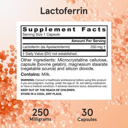 Jarrow Formulae Lactoferrin 250 mg – Immune-Supporting Glycoprotein, 30 Capsules