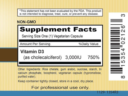 Priority One Vitamins Sun D3 3,000 IU 90 Vegetarian Capsules