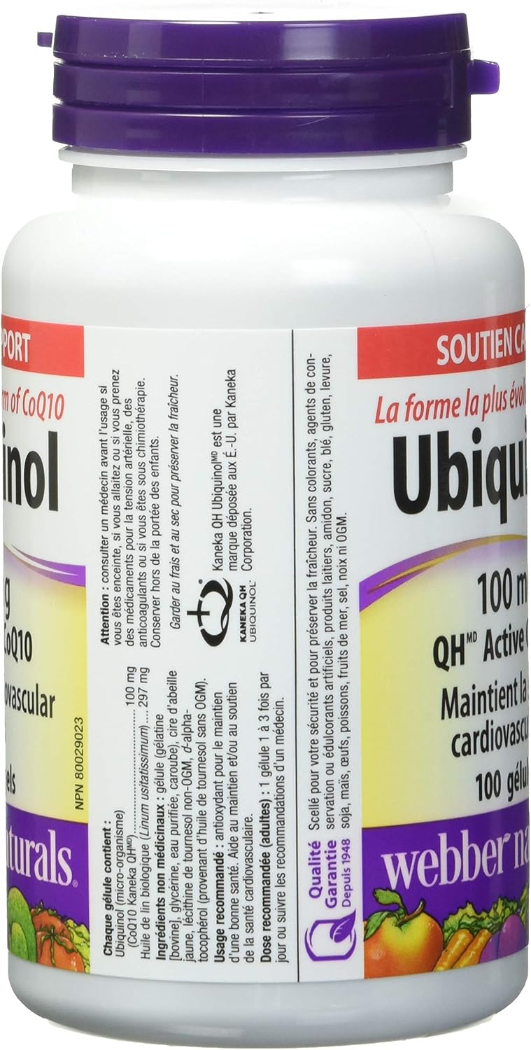 Webber Naturals Ubiquinol 100mg QH Active CoQ10 - 100 Softgels - görsel 5