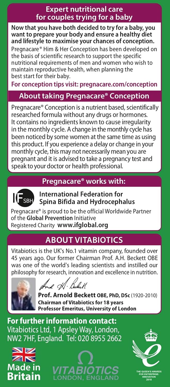 Vitabiotics Pregnacare His & Her Conception - 2x30 Tablets - görsel 3