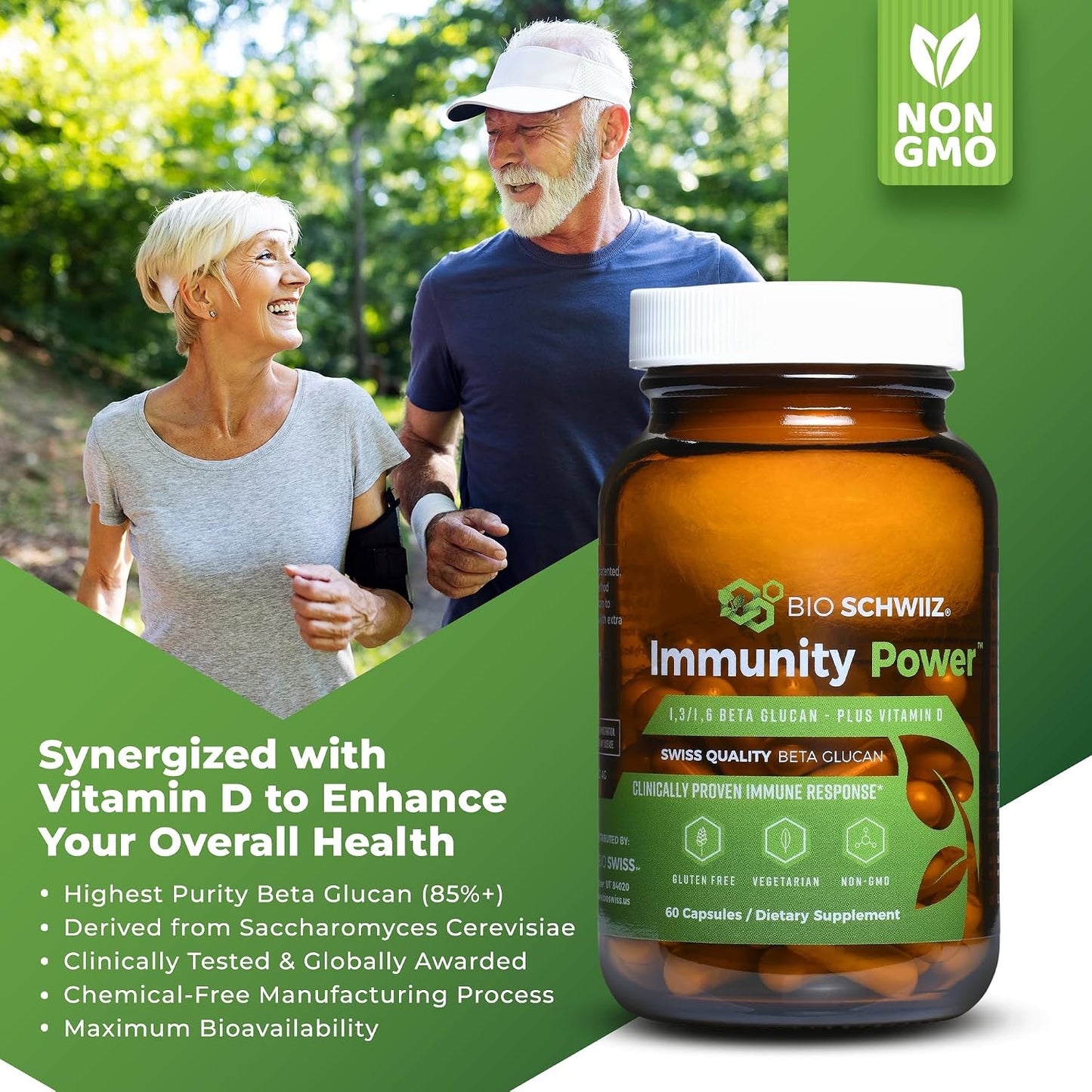 Bio Swiss Beta Glucan Immunity Power - 1,3D-1,6D Glucan with Vitamin D - Immune Support Supplement for Enhanced Defence and Wellness - Vegan, Gluten-Free (120 Capsules) - görsel 4