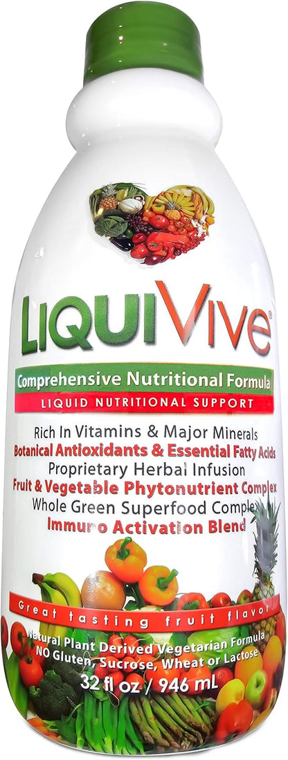 LiquiVive Mega Nutrition Liquid Multivitamin - Vegan, Non-GMO, Gluten-Free, 946 ml