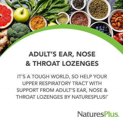 NaturesPlus Adult's Ear, Nose and Throat Lozenges with K12 Probiotics - 60 Lozenges