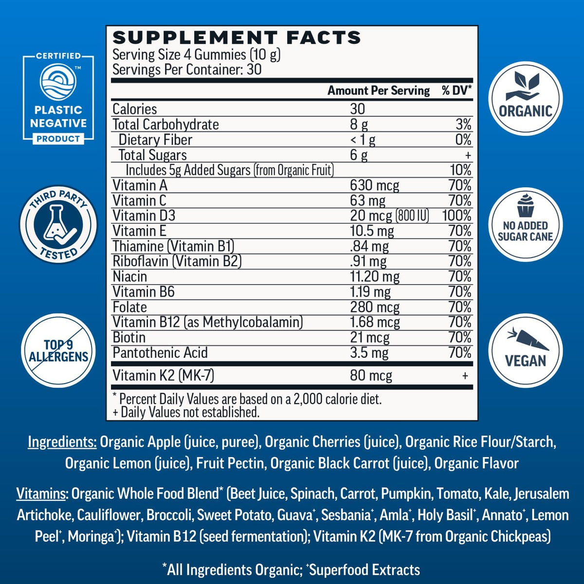 Llama Naturals Men's Multivitamin Gummies – Organic, Vegan, No Added Sugar, Cherry, 120 Count - görsel 3