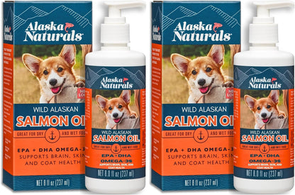 Alaska Naturals Wild Alaskan Salmon Oil Supplement for Dogs Skin and Coat with EPA DHA Omega-3 Fatty Acids Liquid, 8 oz