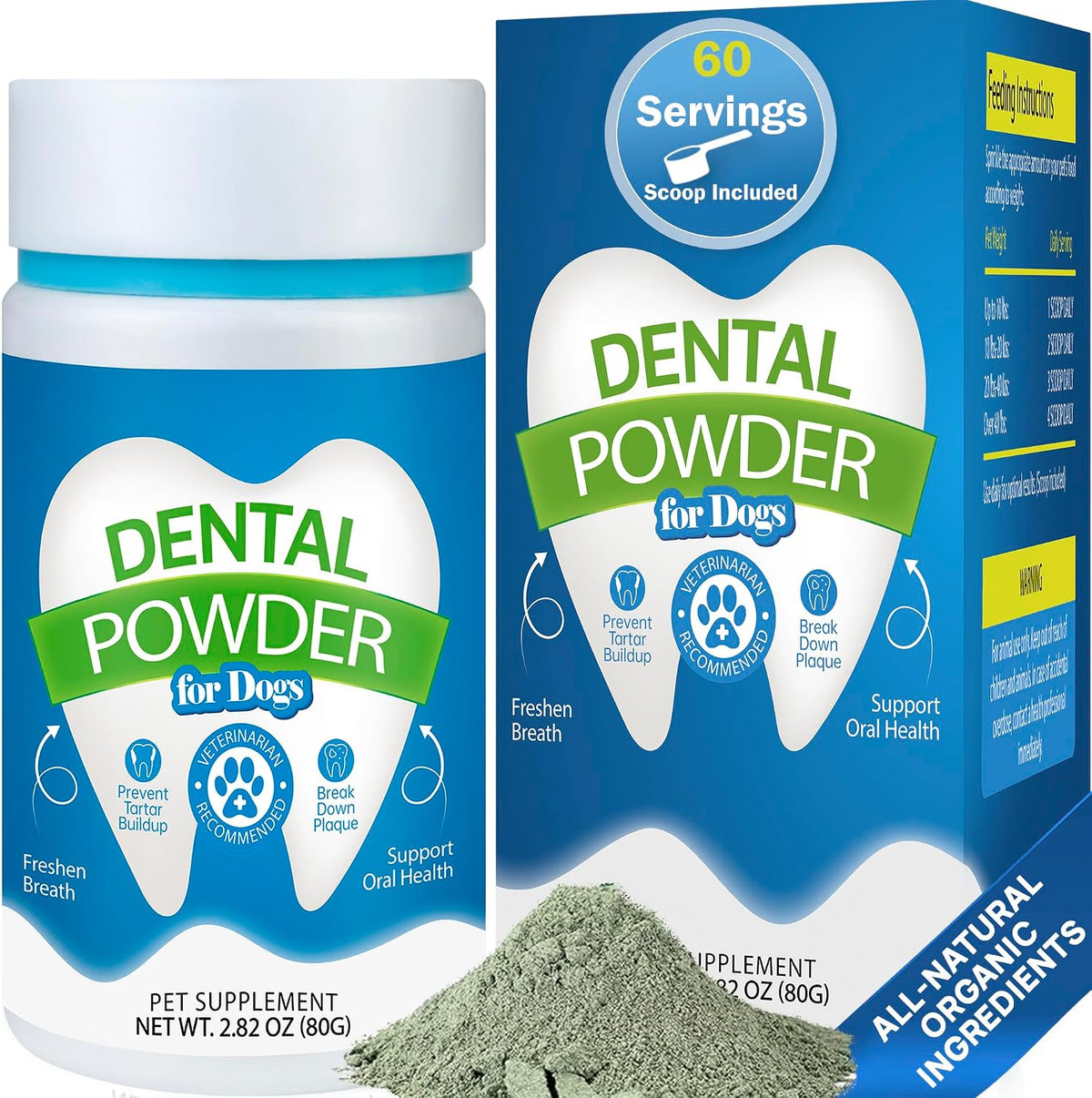 Spanielbuns Dental Powder for Dogs - Plaque Control & Tartar Remover, Breath Freshener with Probiotics (80 g) - görsel 1