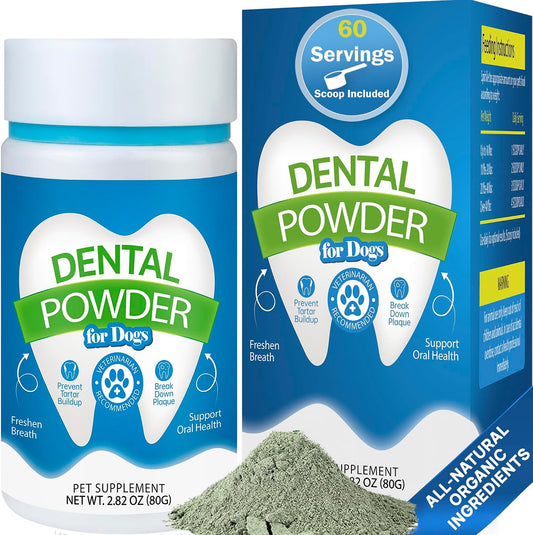 Spanielbuns Dental Powder for Dogs - Plaque Control & Tartar Remover, Breath Freshener with Probiotics (80 g)