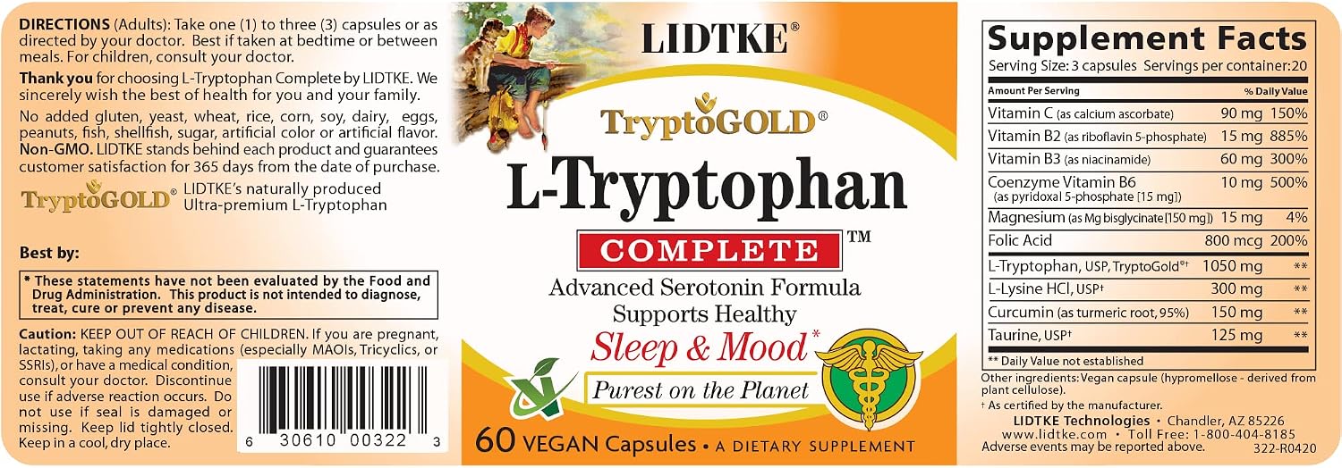 LIDTKE L-Tryptophan Complete, 60 Capsules - görsel 2