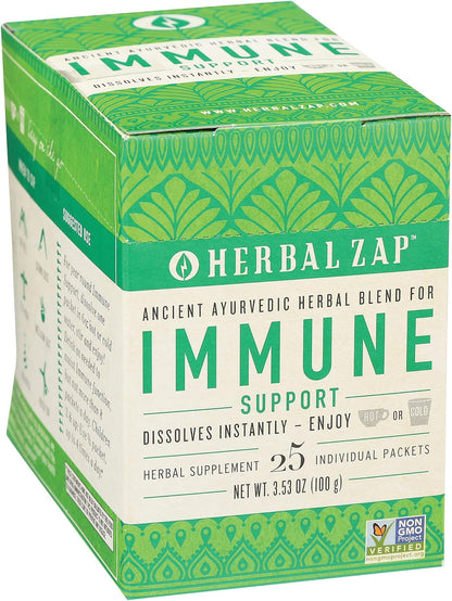 Herbal Zap! Immune Support Supplement Powder – Ayurvedic Herbal Blend, 25 Packets (4g each)