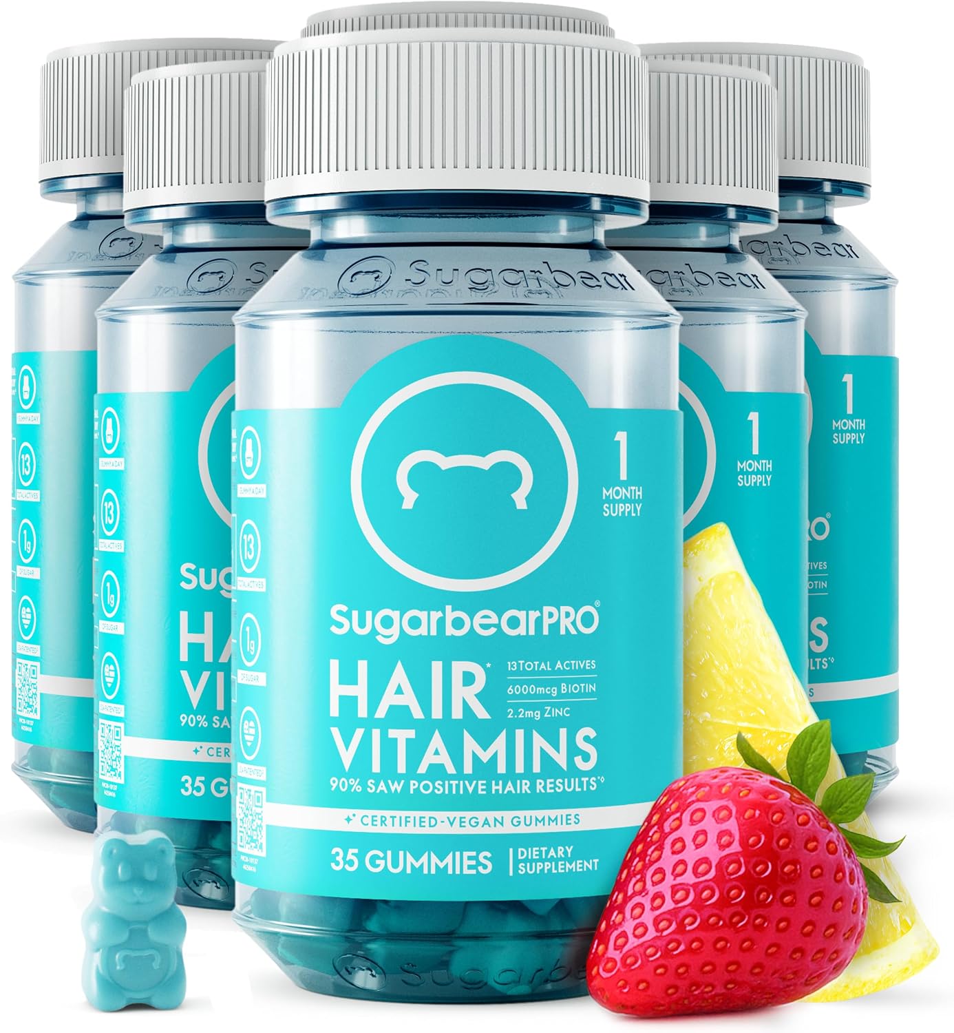 SugarbearPRO Hair Vitamin Gummy – Extra Strength Biotin 6000mcg, 3 Month Supply (105 Gummies) - görsel 9