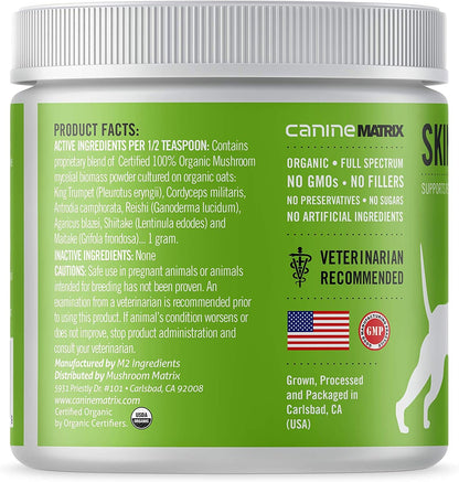Canine Organic Mushroom Powder Skin and Coat Supplement, 200 Grammes (Packaging May Vary)