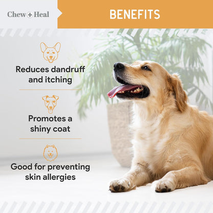 Chew + Heal Labs Wild Caught Omega-3 Fish Oil for Dogs – 300mg Mini Soft gel capsules, 360 Count