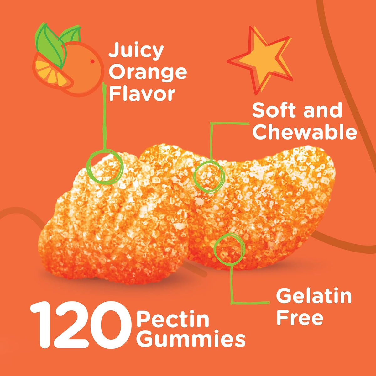 Viteey Kids Vitamin C Gummies – Chewable Orange Flavoured Immune Support, 120 Count - görsel 3