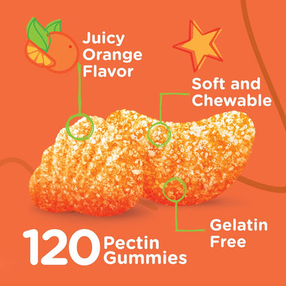 Viteey Kids Vitamin C Gummies – Chewable Orange Flavoured Immune Support, 120 Count