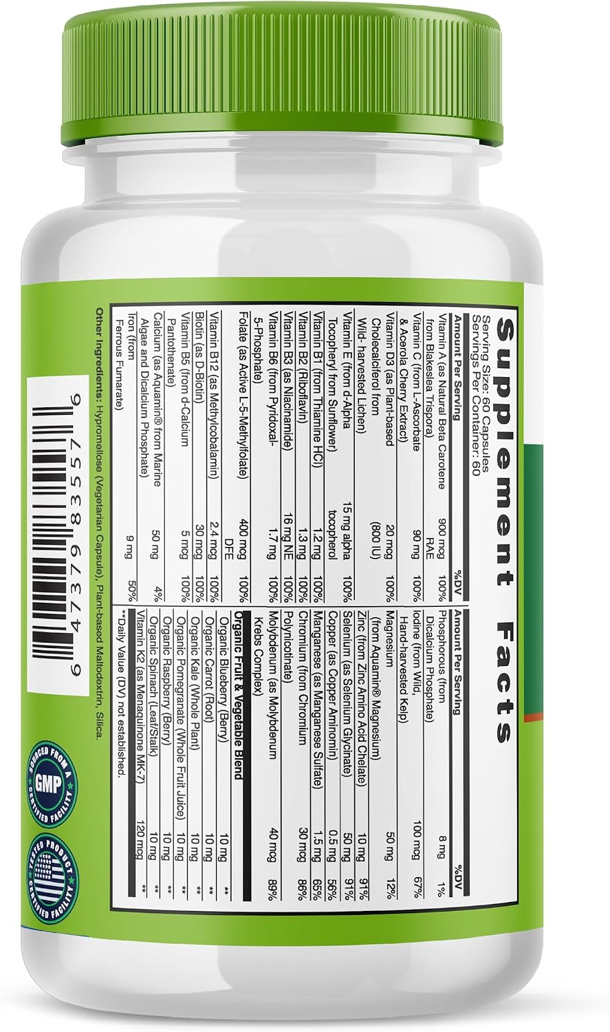 grow vitamin One Daily Multivitamin for Women – Energy Support – Whole Food Supplement – Non-GMO, Gluten-free – 60 Capsules - görsel 8