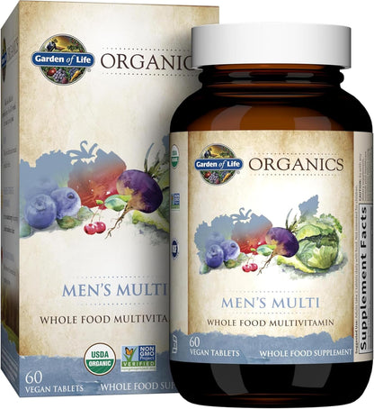 Garden of Life Organics Men’s Multivitamin with Prostate Support, B12 & Vitamins – Vegan Daily Whole Food Multivitamin, Non-GMO, Certified Organic, 60 Tablets