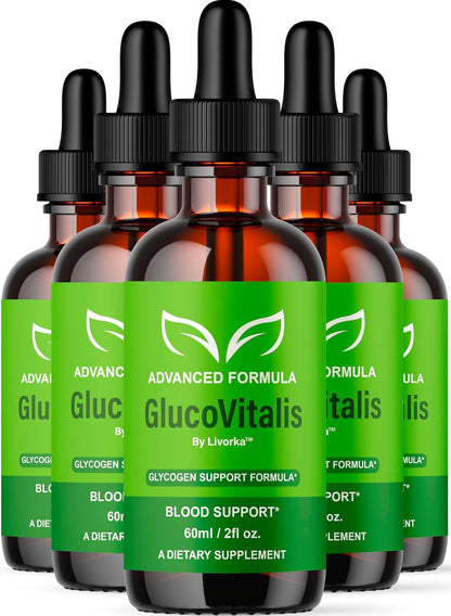 GlucoVitalis Drops (5 Pack) – Official Liquid Supplement, All-Natural Formula