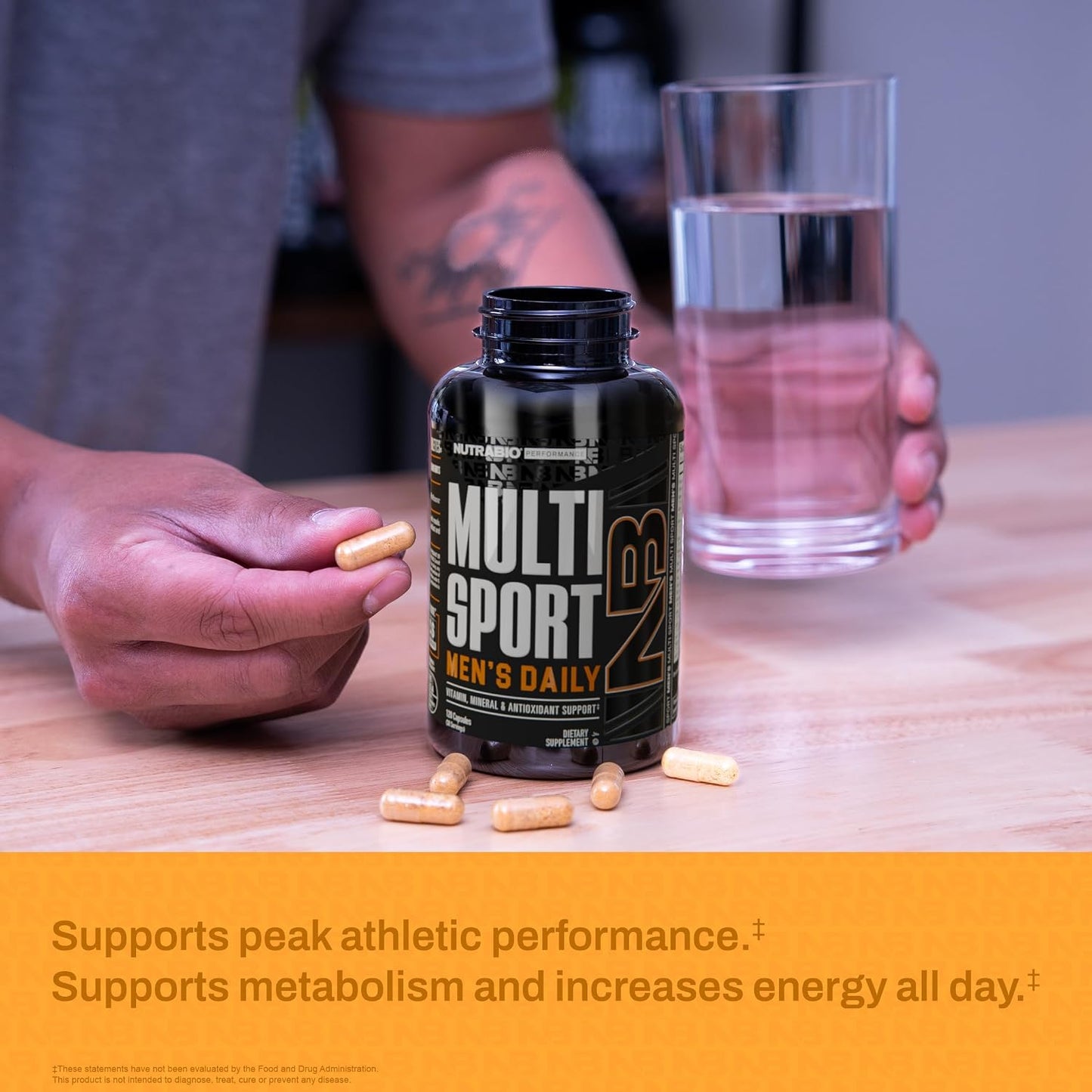 NutraBio MultiSport for Men – Men's Multivitamin with 33 Vitamins, Minerals & Antioxidants (120 Vegetable Capsules) - görsel 6