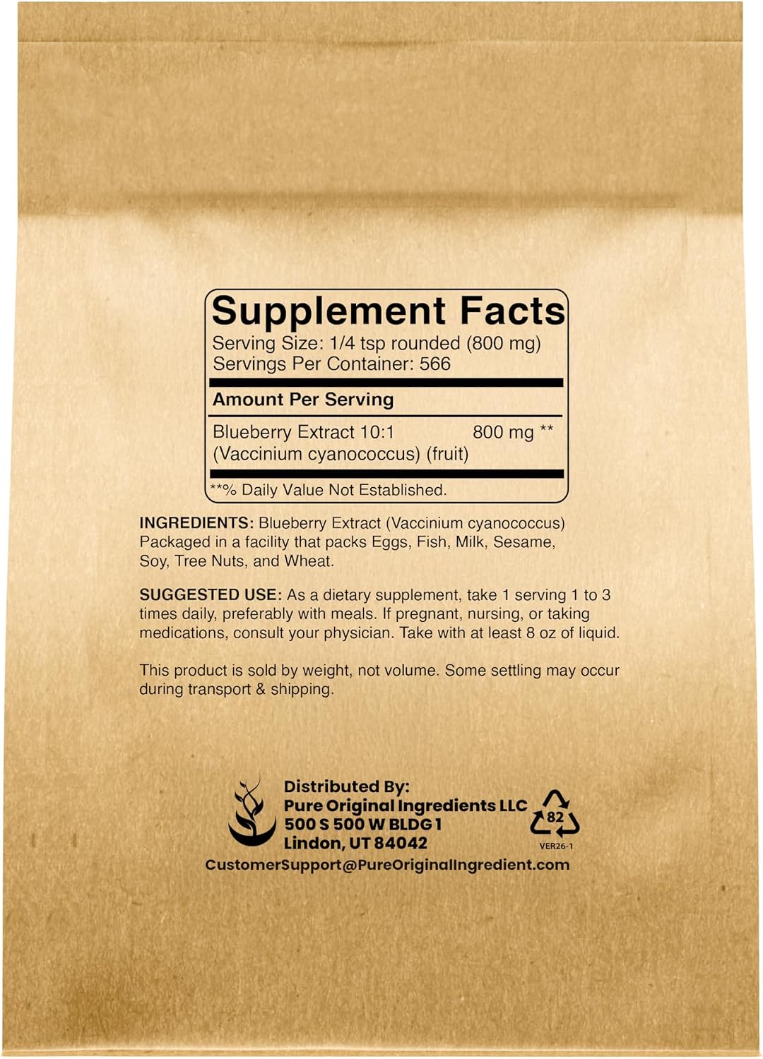 PURE ORIGINAL INGREDIENTS Blueberry Extract Powder (454 g) - görsel 2