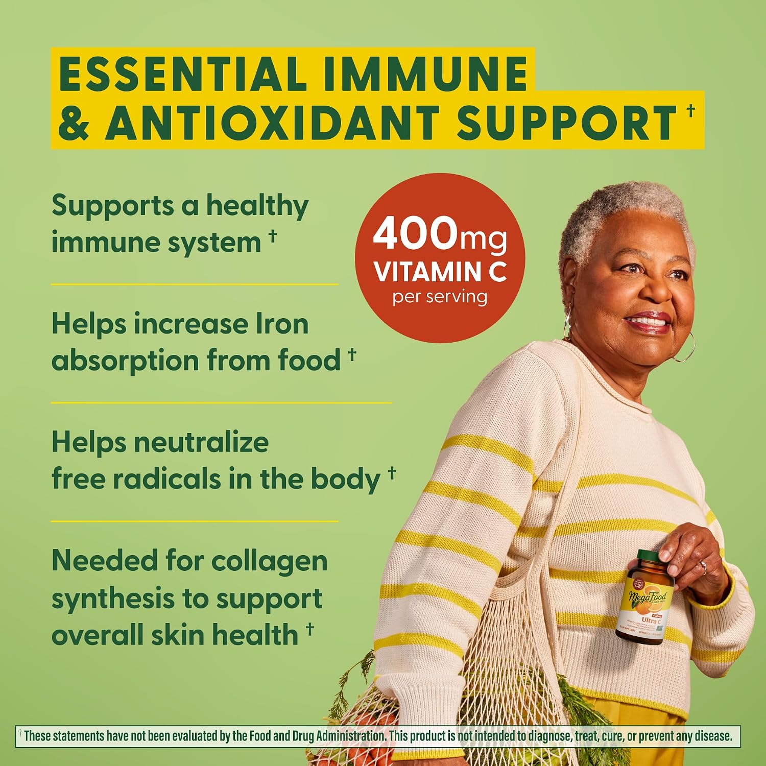 MegaFood Ultra C 400 mg – Vegan Vitamin C Immune Support Supplement with Real Food – 90 Tablets - görsel 3