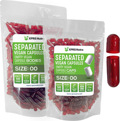 XPRS Nutra Vegan Size 00 Separated Capsules (500 Count)