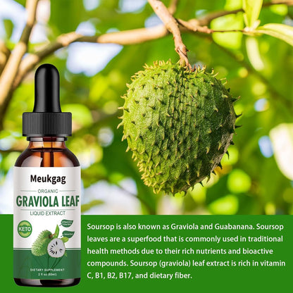 Meukgag Organic Soursop Graviola Leaf Extract Liquid, 60 ml
