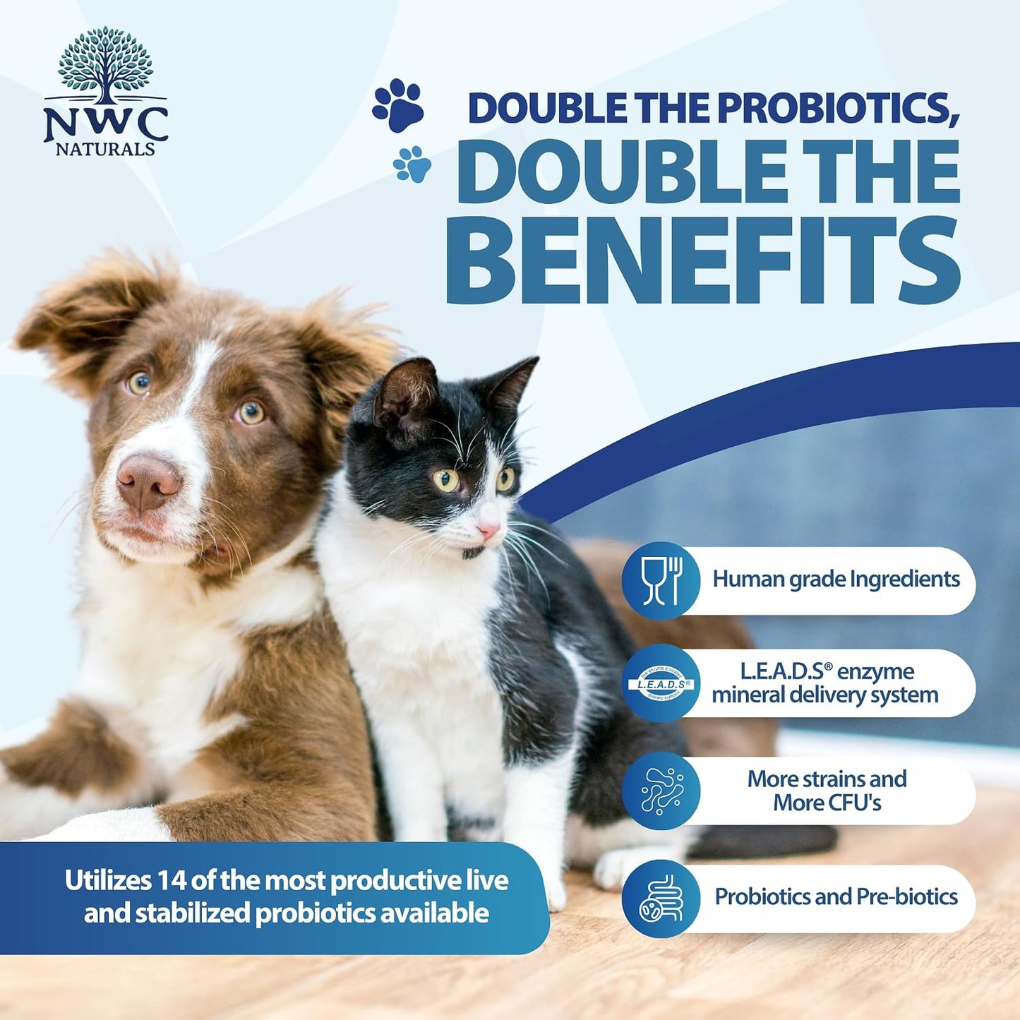 NWC Naturals Total-Biotics Probiotic for Dogs & Cats - Digestive Health Powder, 100 Servings - görsel 5