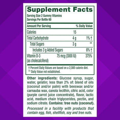 Vitafusion Extra Strength Vitamin D3 Gummies, Strawberry, 120 Count