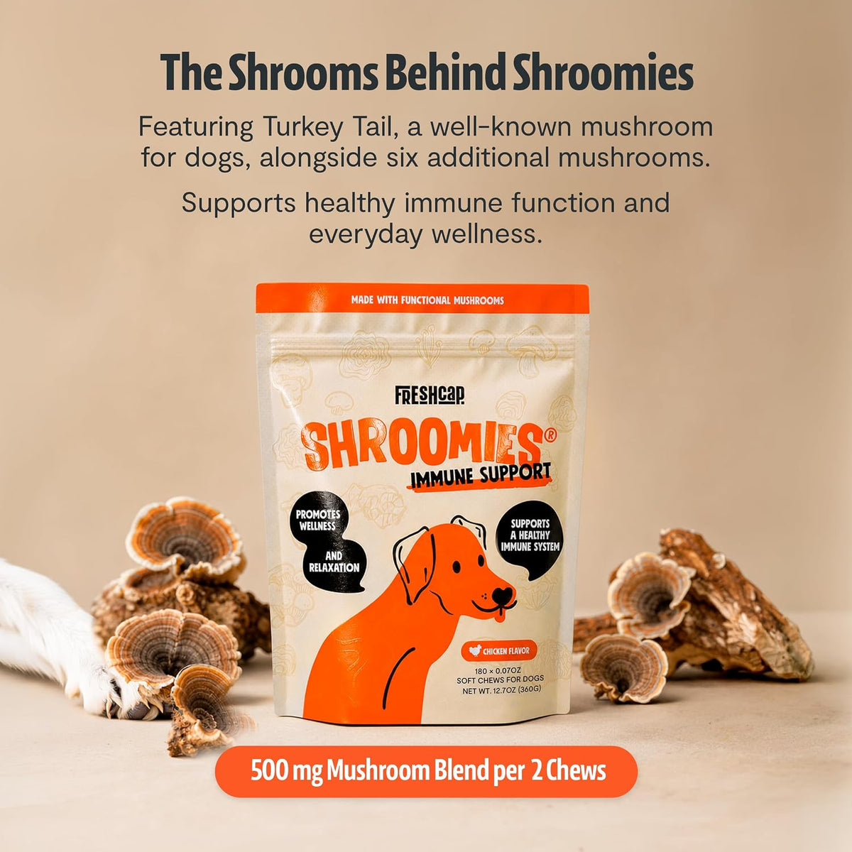 FreshCap Shroomies 13-in-1 Mushroom Supplement for Dogs (180 Soft Chews) - görsel 6