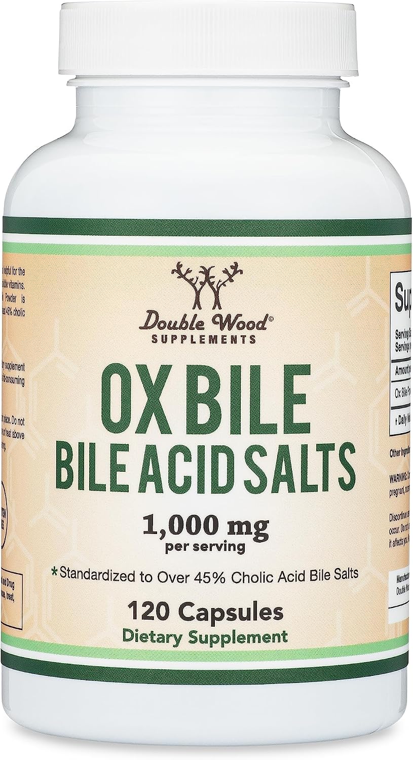 Double Wood Ox Bile Food Supplement - 1,000mg Per Serving (500mg per Capsule, 120 Capsules) - Standardised to 45% Cholic Acid Bile Salts - görsel 5