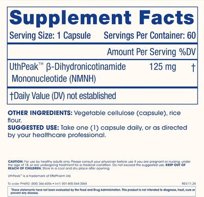 ProHealth Pure NMNH 125 mg, 60 Capsules – Advanced NAD+ Support with UthPeak™ Crystalline NMNH