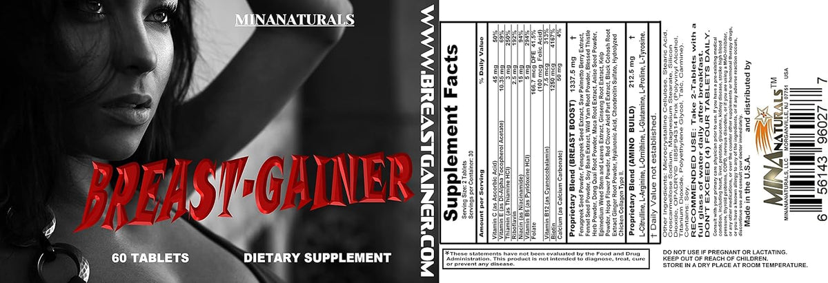 MINANATURALS Breast Gainer – Natural Herbal Breast Enhancement Supplement, 60 Tablets - görsel 5